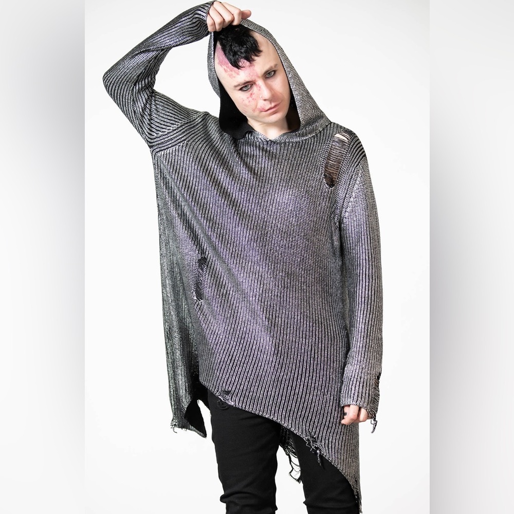 Killstar “Hot as Heim” Metallic Distressed Sweater